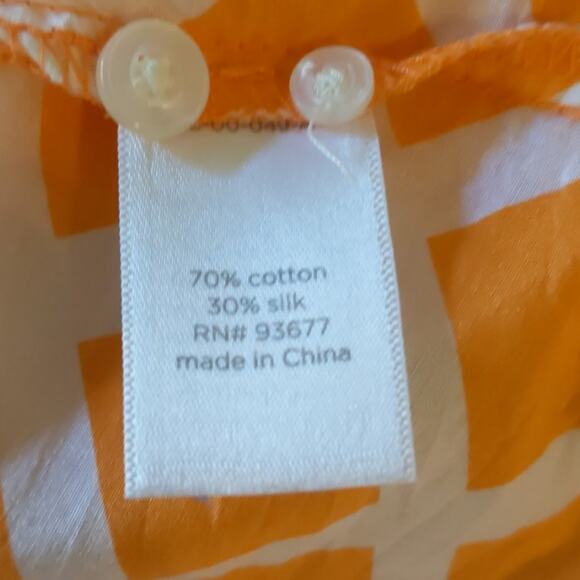 JCPENNEY Orange & White Silk Blend Top M - Picture 5 of 6